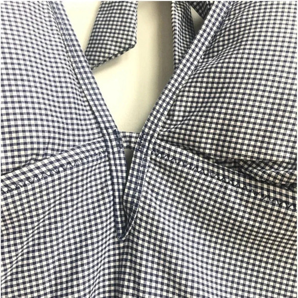 New Draper James x Helen Jon Keyhole navy Gingham Halter swimsuit one piece - Picture 7 of 16